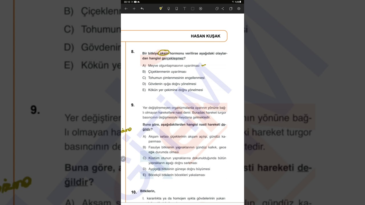 Bitkilerde Hareket Soru Çözümü