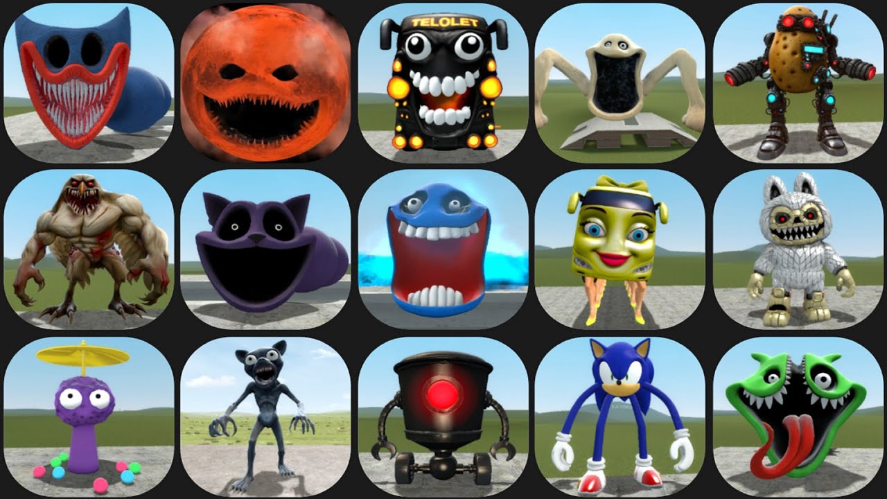 Hungry Worm Phase 3,Smiley Sonic,Hungry Catnap,Reng Rong Mara Roso Bus,Hungry Snake Phase 2 in Gmod