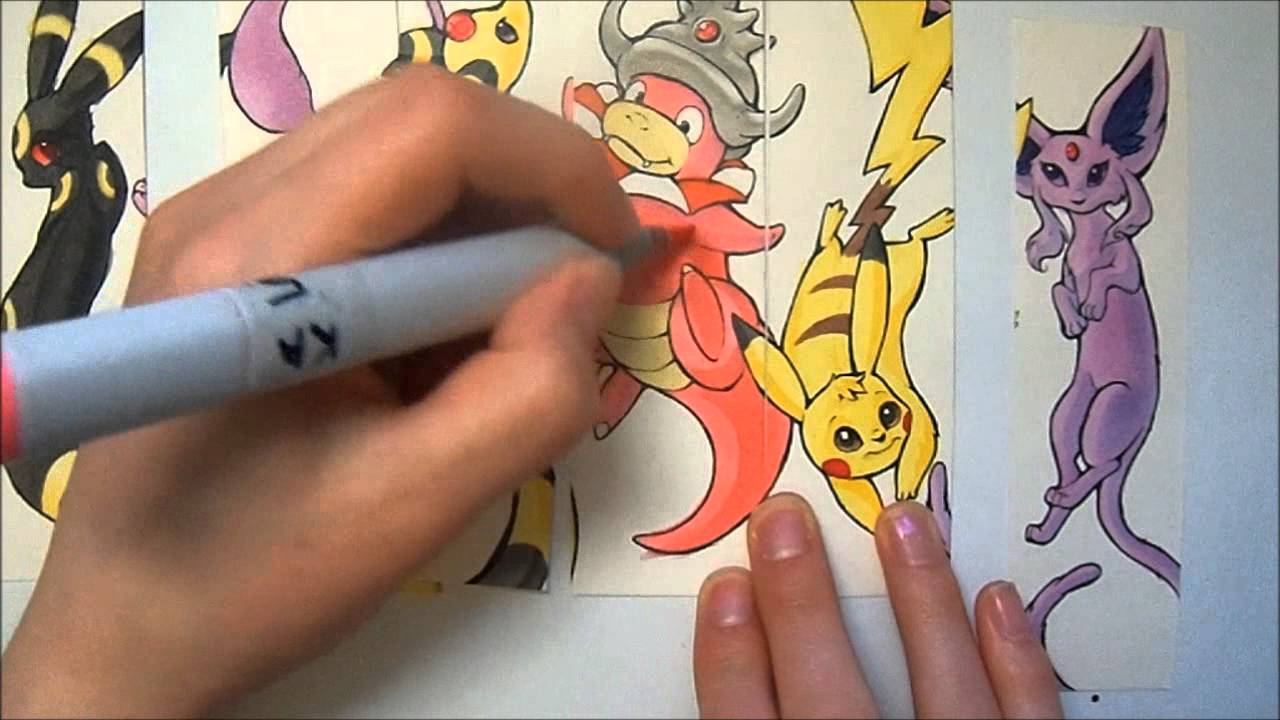 Copic Marker Speedpaint: Six Pokemon Bookmarks