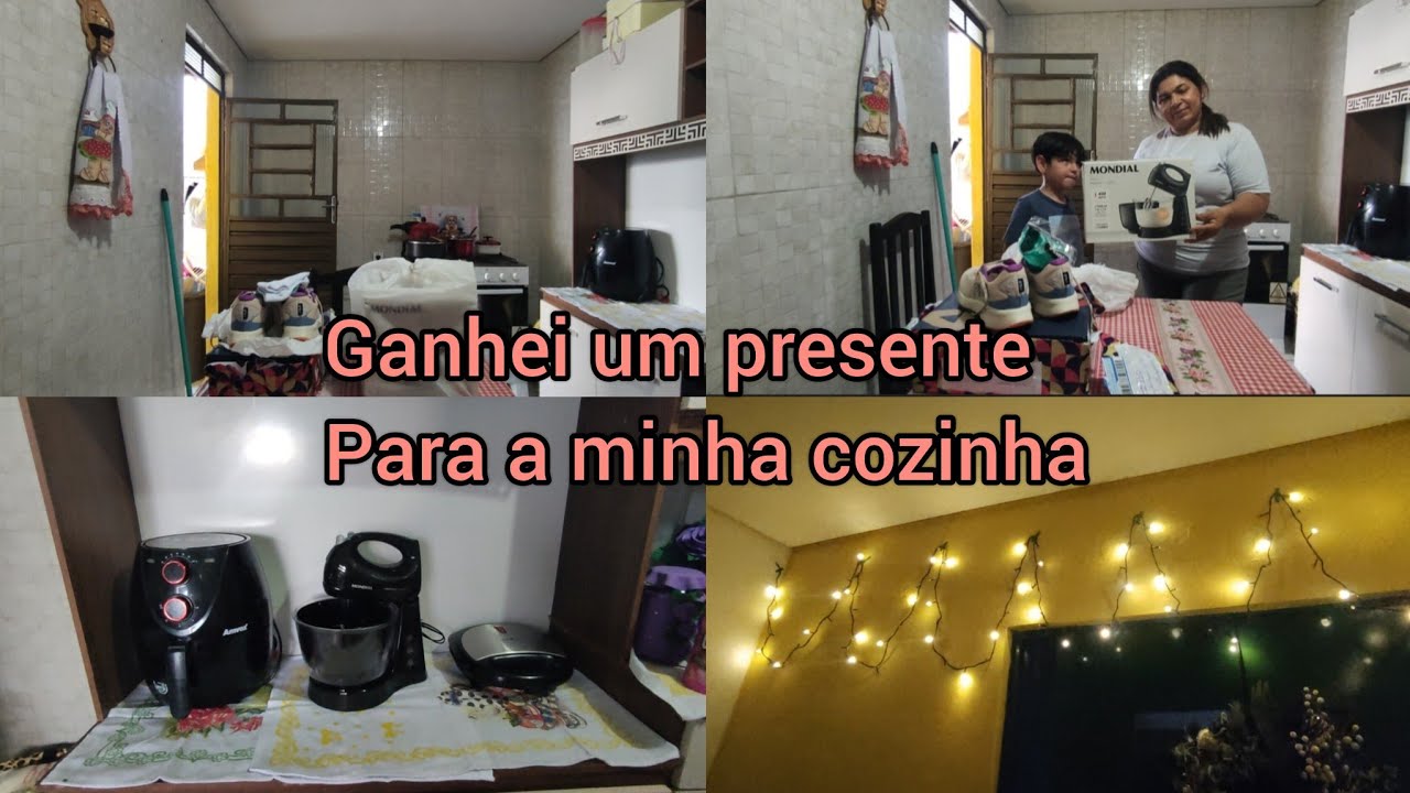 Ganhei um presente que ainda não tinha na minha cozinha, fizemos uma simples decoração de natal.