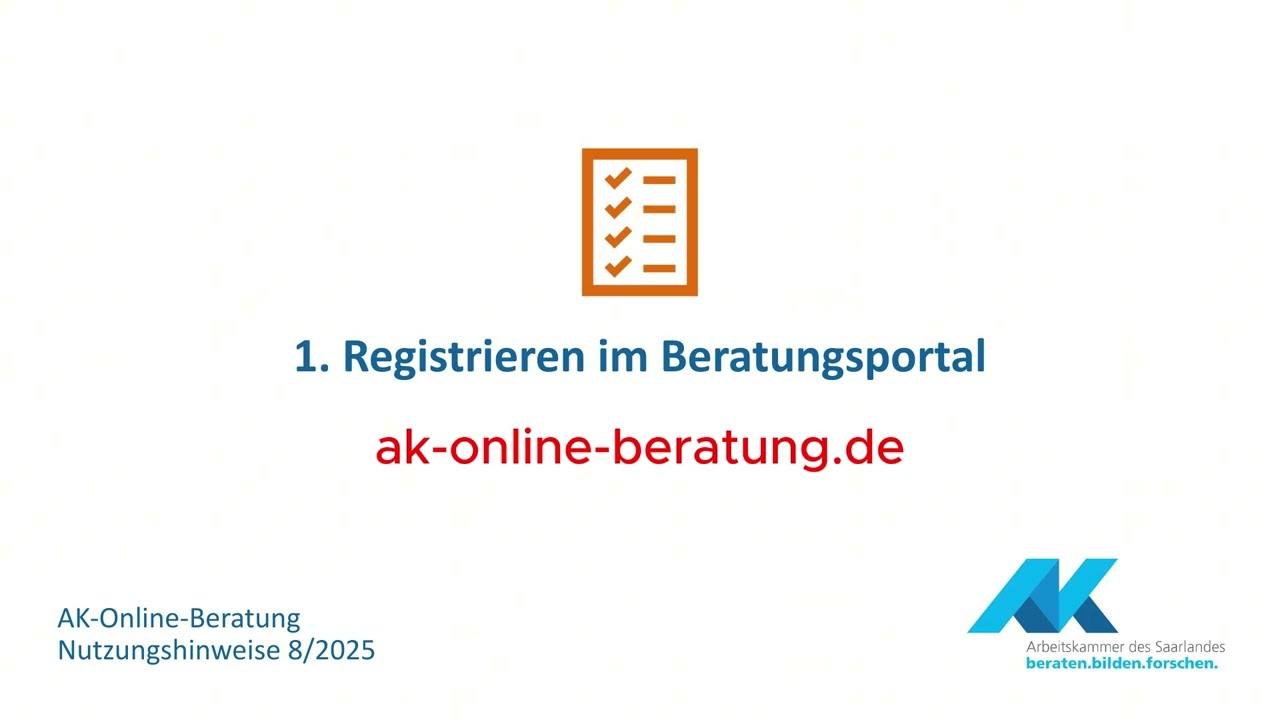 Videoanleitung zum Online-Beratungsportal der Arbeitskammer des Saarlandes
