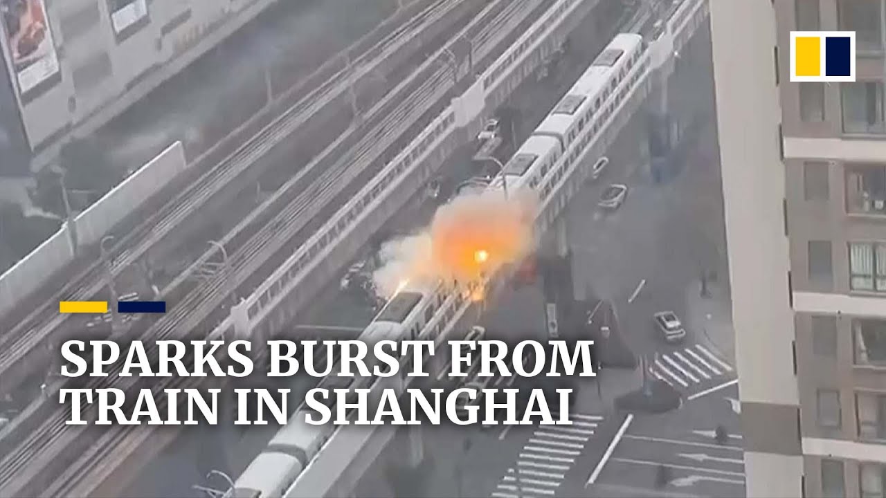 Sparks burst from train in Shanghai