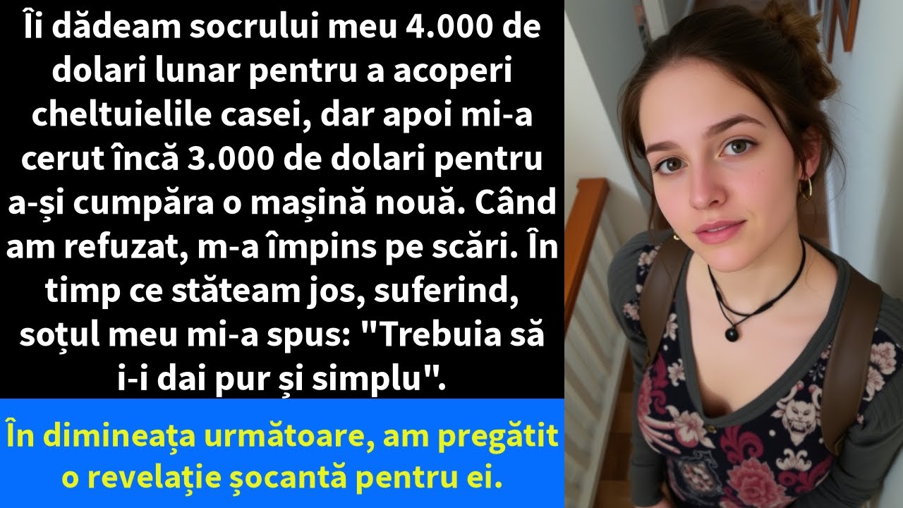 Îi dădeam socrului meu 4.000 de dolari lunar pentru a acoperi cheltuielile casei, dar apoi mi-a