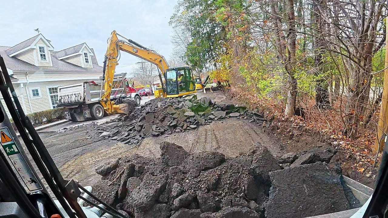 Skid Steer POV: Ripping Out an Old Asphalt Driveway | Operator View