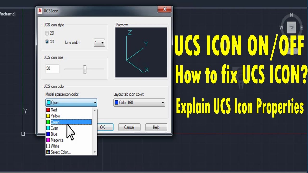 How to fix UCS ICON in AutoCAD | Autocad UCS Icon ON & OFF | UCS Icon Command in Autocad Bangla |