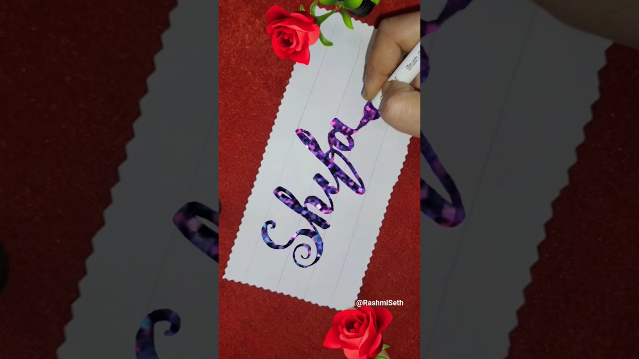 Shifa Name Calligraphy Art With Beautiful Colours #rashmiseth #calligraphy #ytshorts #shifa