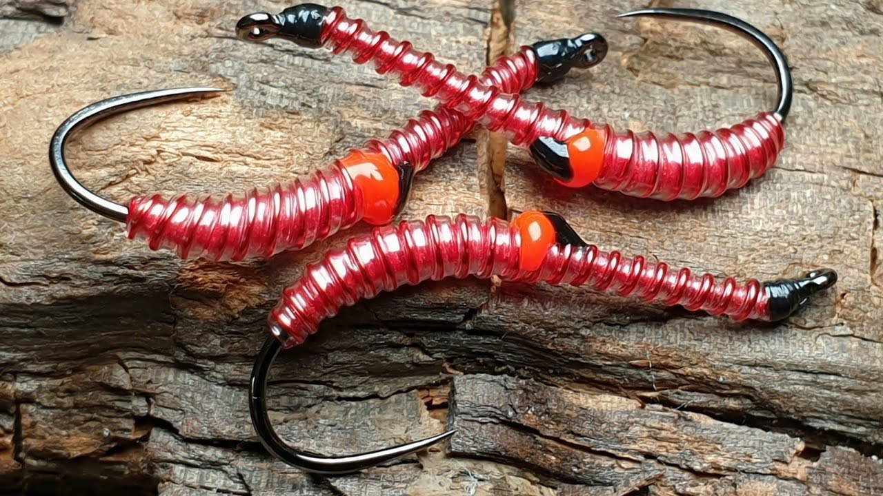 Fly Tying a Red Worm with Lace Tubing-Very easy for any beginner level!!