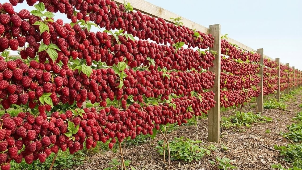 Giant Raspberry Documentary | Natural Raspberry Growing and Care Process