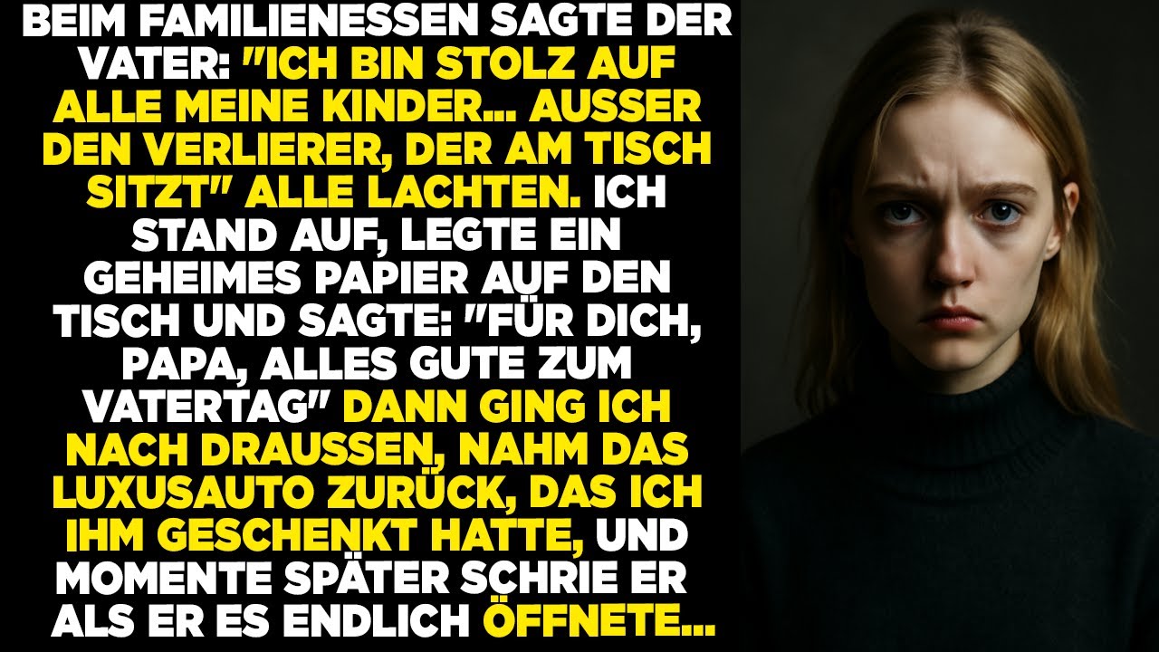 Bei der Familienfeier rief mein Vater: Ich bin stolz auf alle Kinder, außer dem Versager‘. Ich ging…