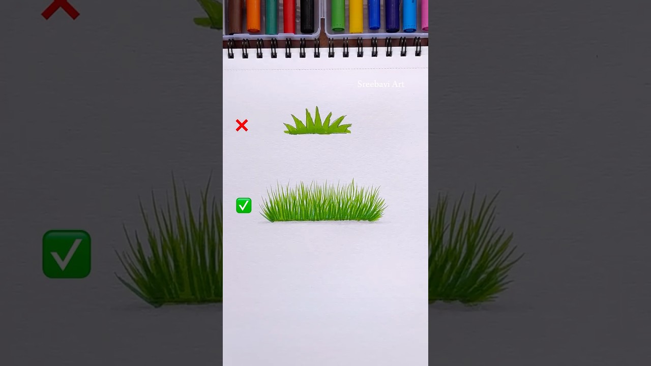 How to draw grass @sreebaviart #drawing #grass #art #real #trending #shorts #cute