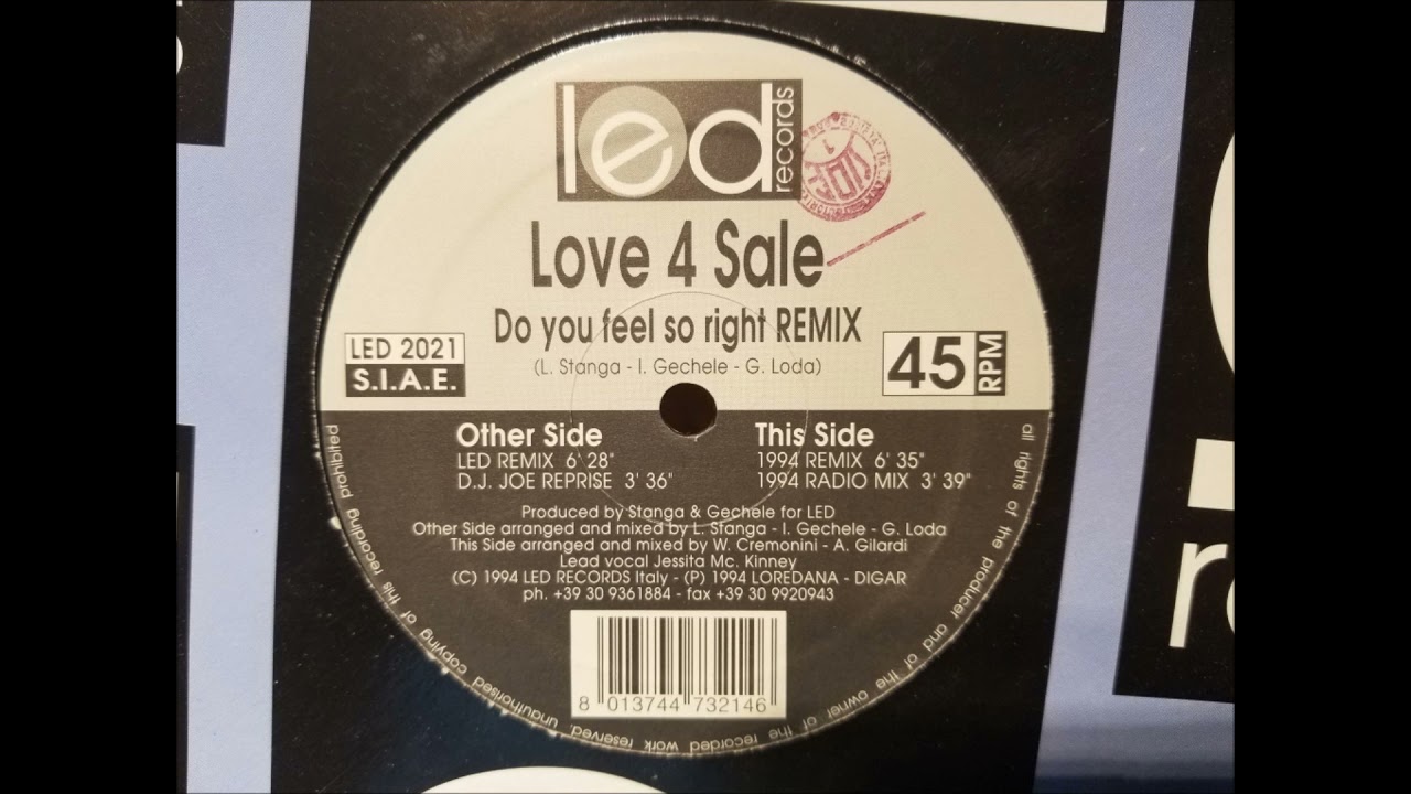 LOVE 4 SALE - DO YOU FEEL SO RIGHT REMIX 94 HQ