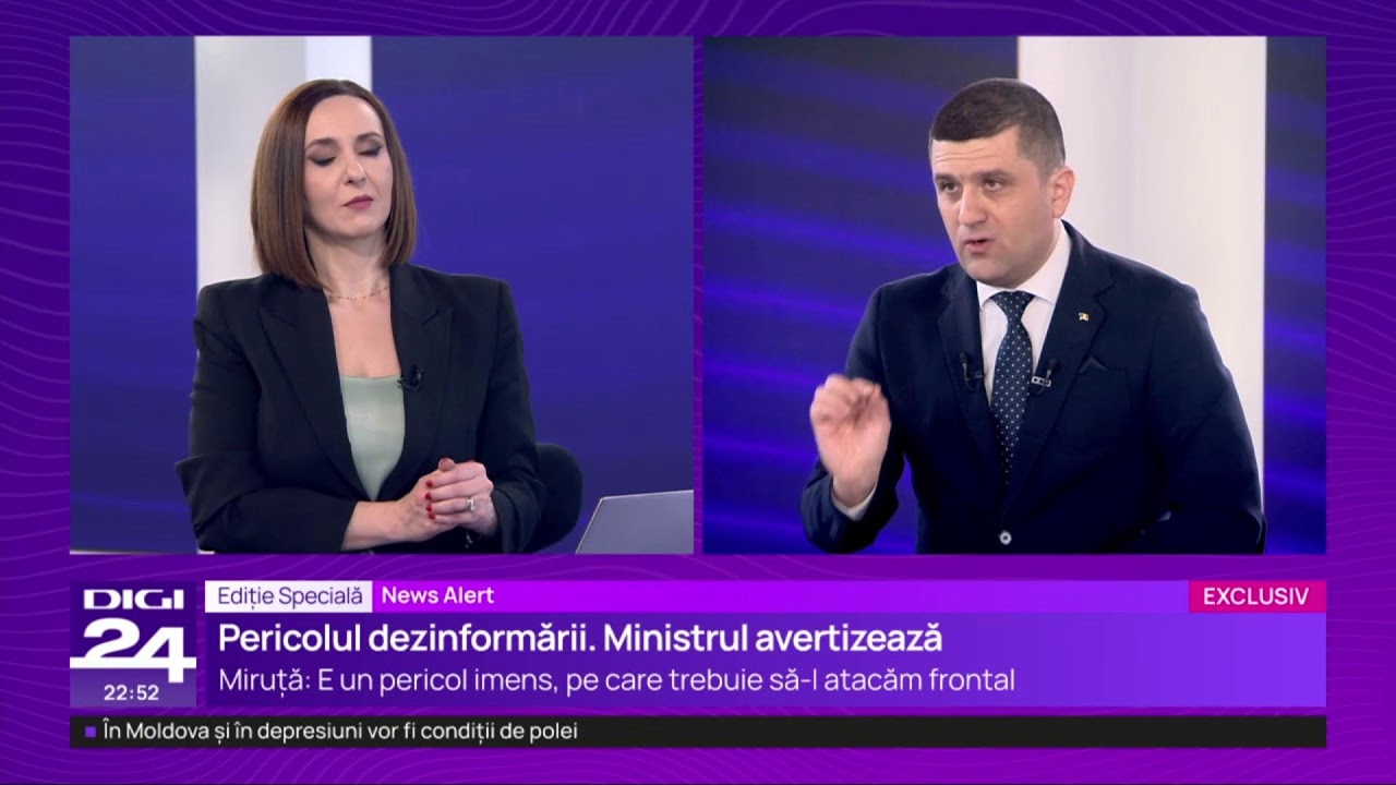 Ministrul Apărării, Radu Miruță, într-un dialog live cu jurnalista Andreea Georgescu, la Digi24.