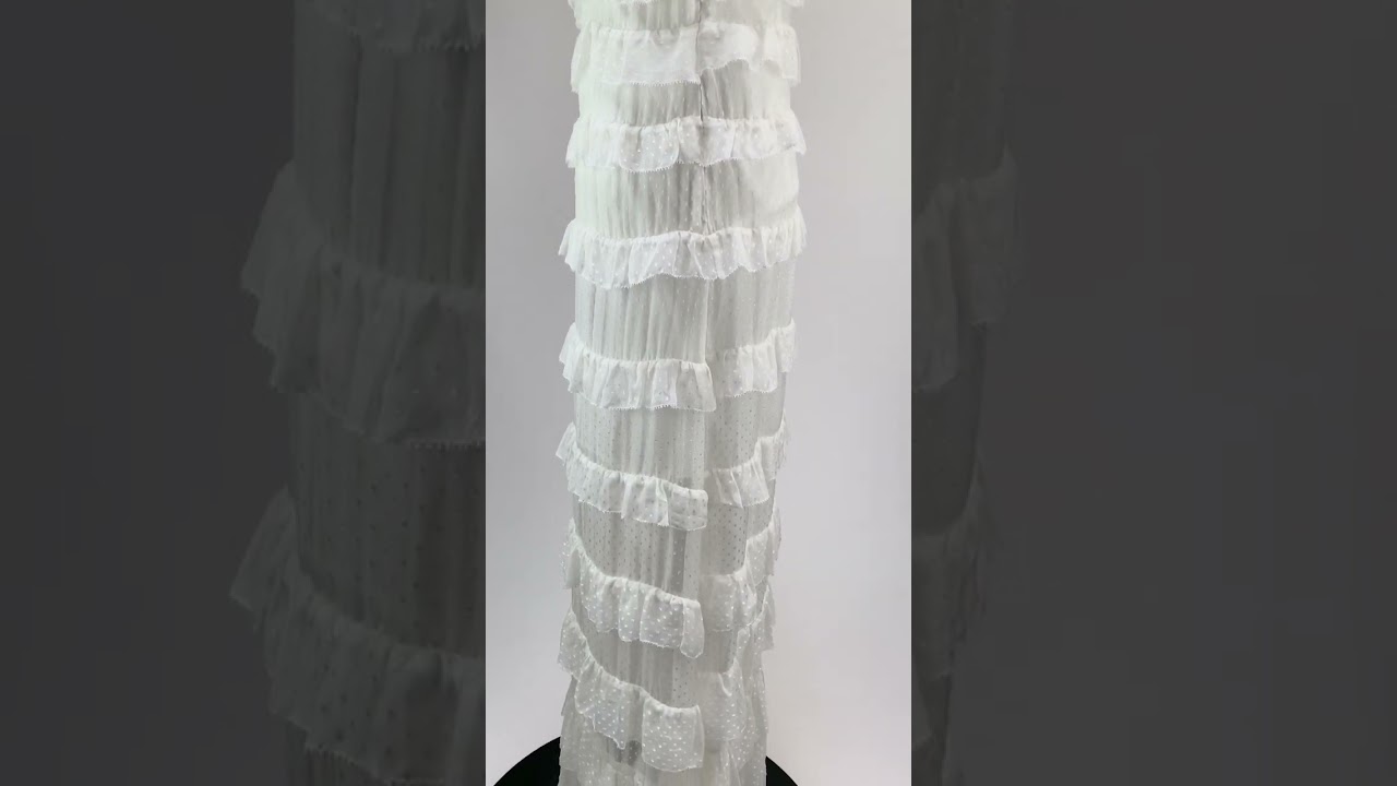 Hansen & Gretel, Ivory Polka Dot Flocked Frilled Maxi Adj Strap Silk Blend  Dress, Size XS, $169
