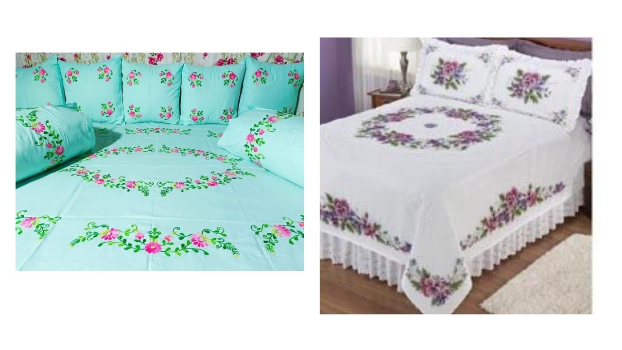 Embroidered Bedsheets Collection / Homemade Embroidered Bedsheet designs by home decore beauty tips