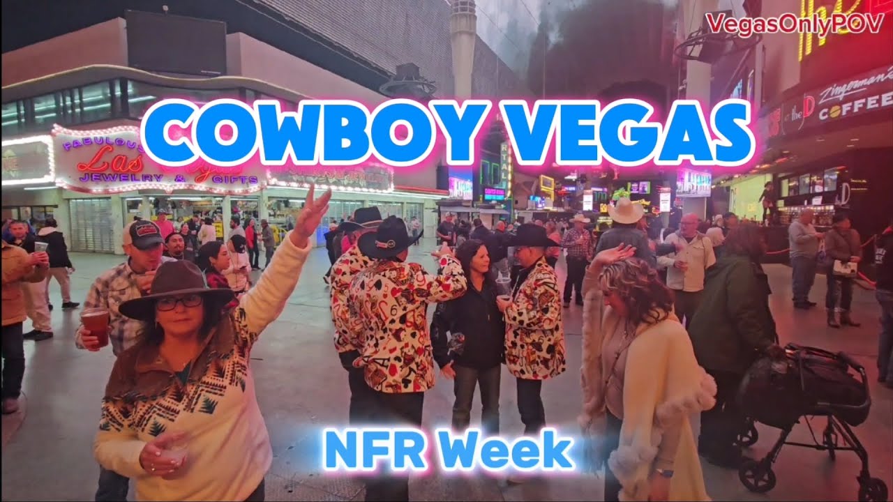 Late-Night Fremont Street During NFR 2025 Vegas POV Walk (Cowboys, Cowgirls, Late-Night Vibes) 