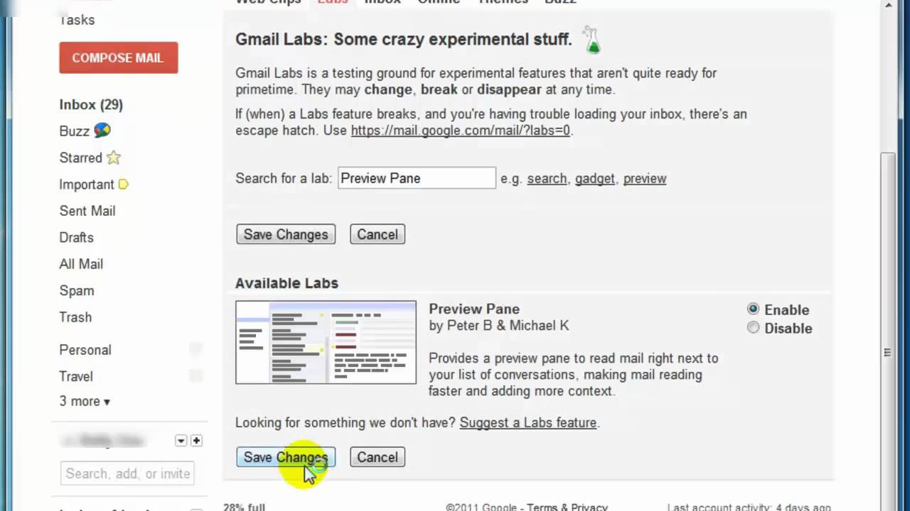 How To Enable Gmail Preview Pane | Technobuzz.net