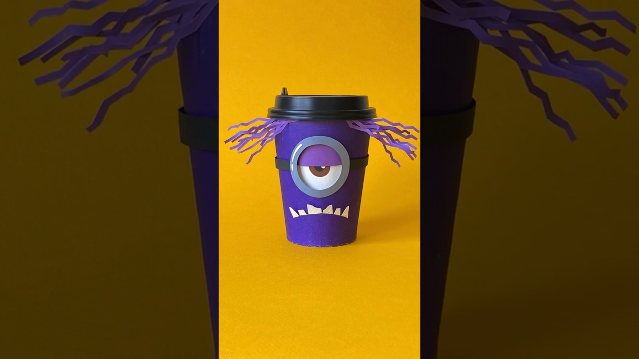 Weekly art challenge. This is what I made from a coffee cup: Minion 👁️ #art