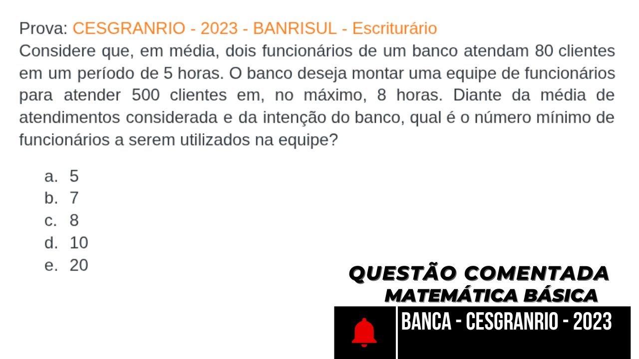 BANCA CESGRANRIO Questão de Matemática Básica Resolvida Passo a Passo  Concursos 2023