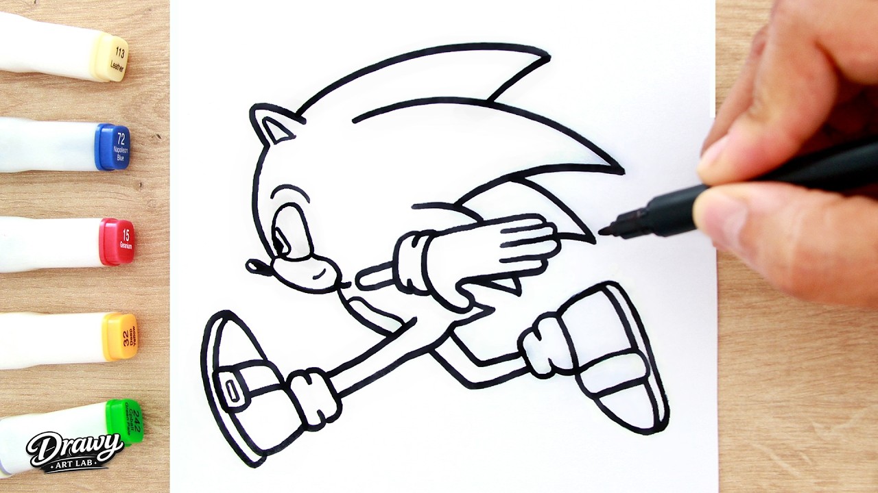 👉 How to Draw SONIC The Hedgehog Running Easy (Step by Step Drawing)