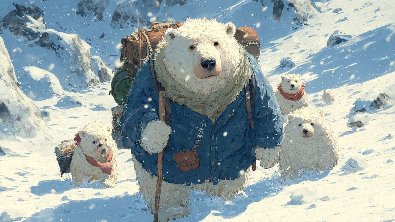 hard life of bear family in cold mountains