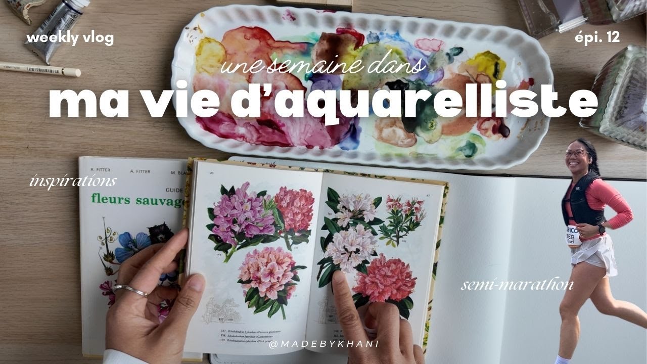 livres d'inspirations, aquarelle et mon deuxième semi-marathon! 🏃🏻‍♀️🎨 | weekly vlog #12
