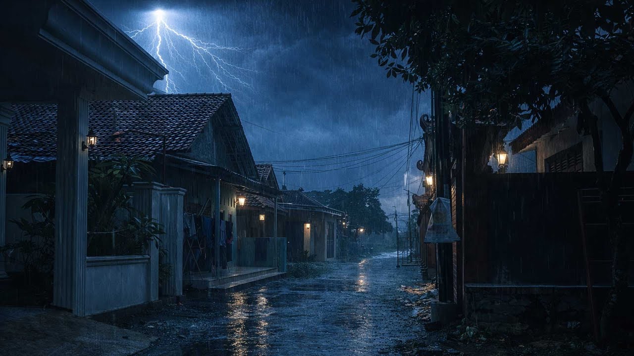 Peaceful Heavy Rain Sounds for Sleeping All Night