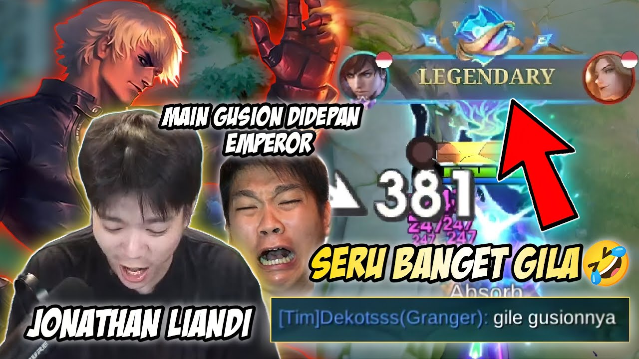 SERU BANGET SUMPAH! MAIN GUSION DI DEPAN LEGENDA GUSION JONATHAN LIANDI! GINI REAKSINYA!🤣 | MLBB