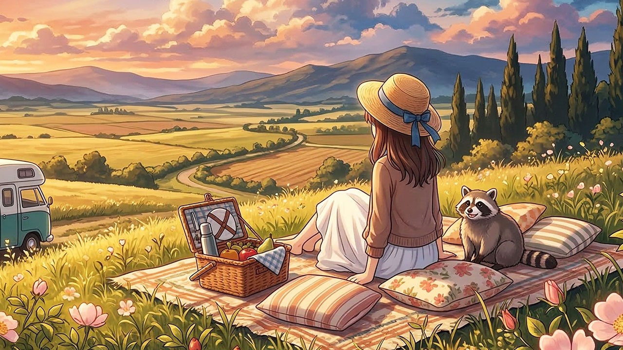 Golden Countryside Picnic  🌄 Ambient Music for Study, Relax & Focus