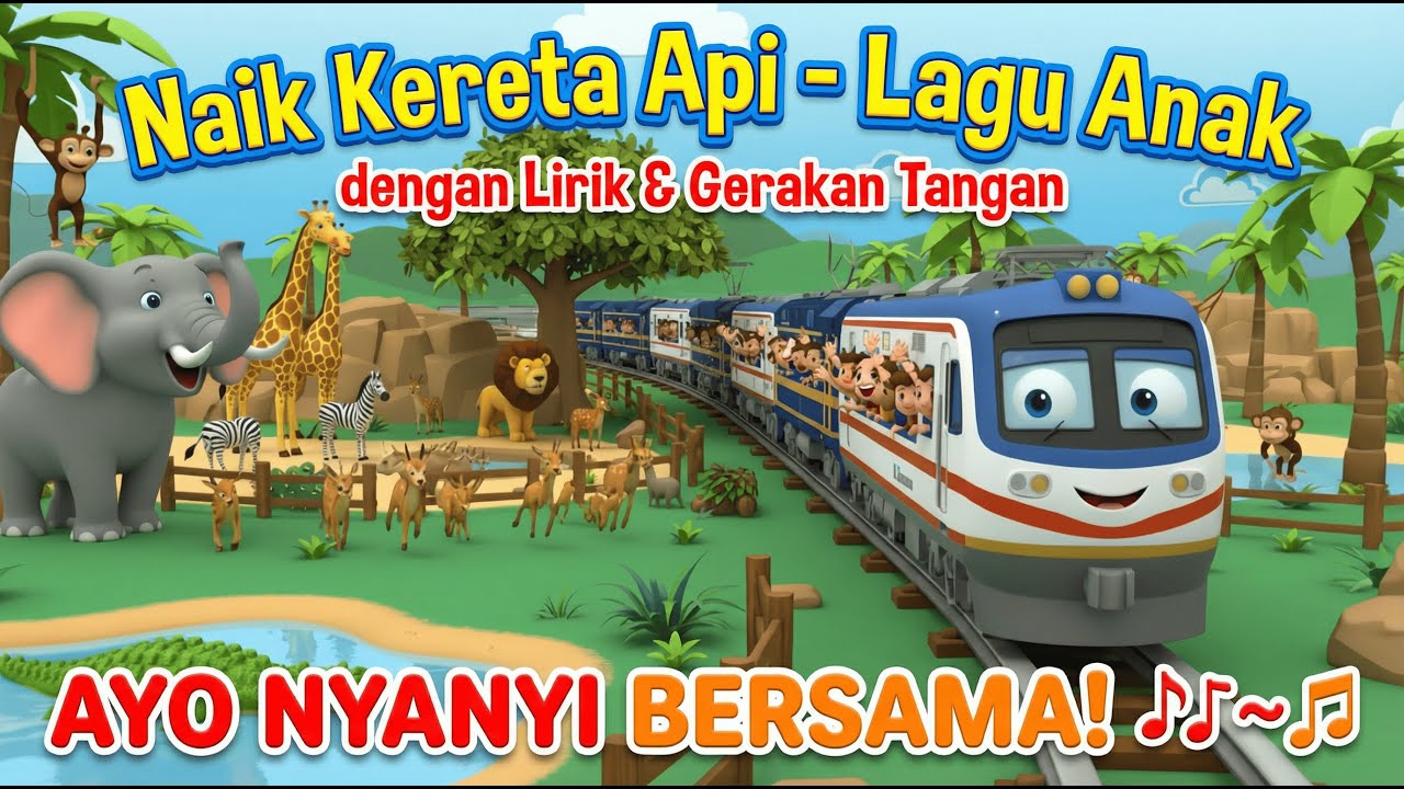 Naik Kereta Api - Lagu Anak dengan Lirik & Gerakan Tangan | AYO NYANYI BERSAMA! | TK/PAUD