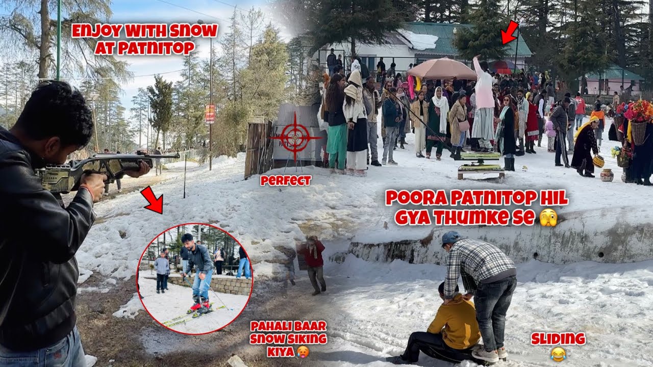 Poora Patnitop Hil gya iss Thumke se 🥵| First time snow Sking kiya | mera Pahla family vlog ||  