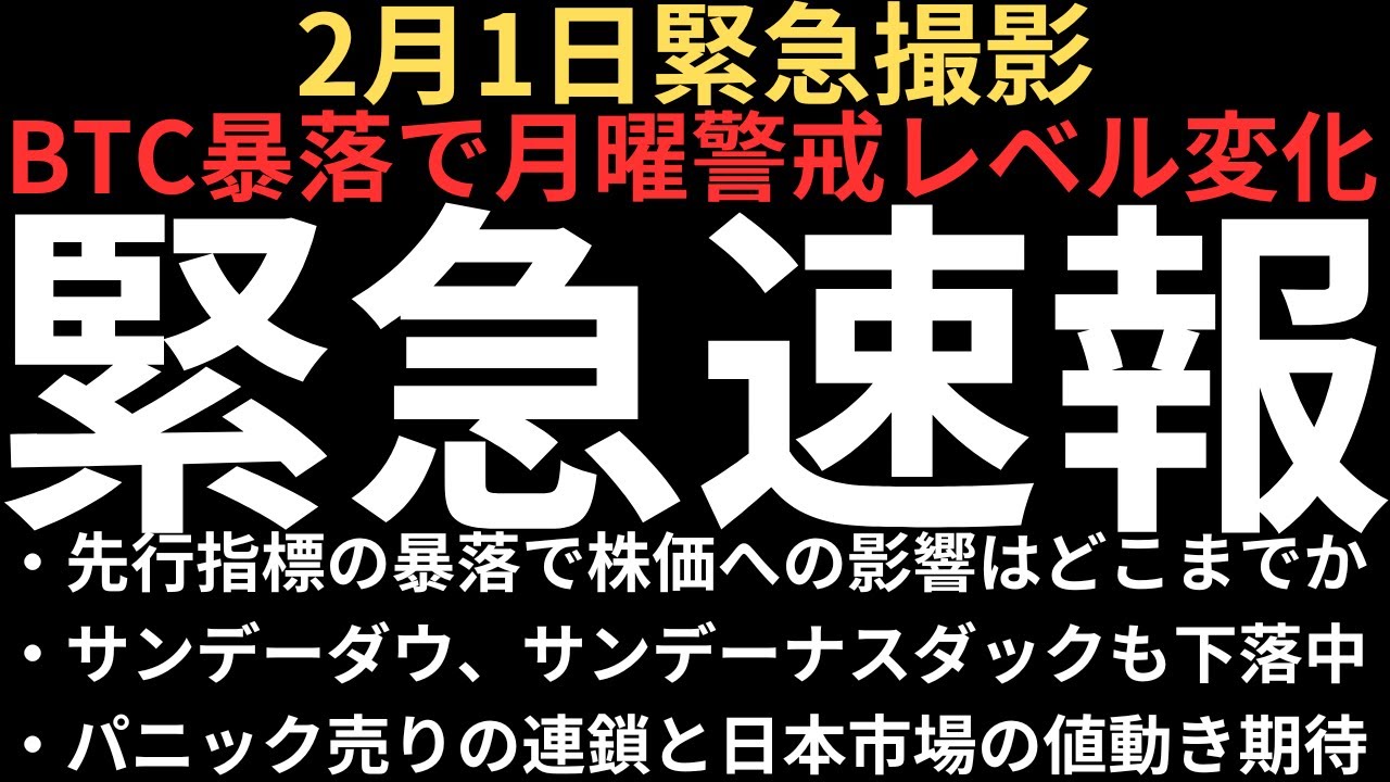 【緊急動画】金(ゴールド)銀(シルバー)プラチナの次は仮想通貨BTCパニック売り暴落で月曜日株価への影響は？