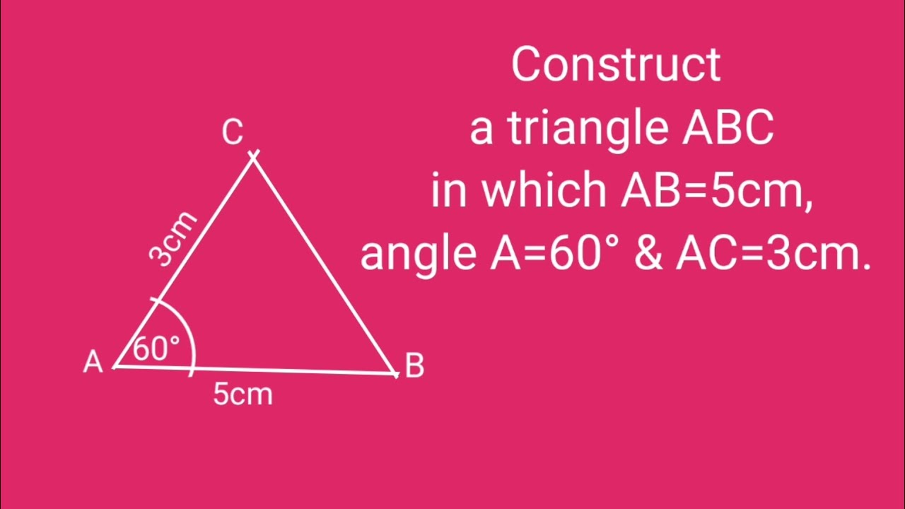 How to construct a triangle ABC in which AB=5cm, angle A=60° and AC=3cm.@SHSIRCLASSES.
