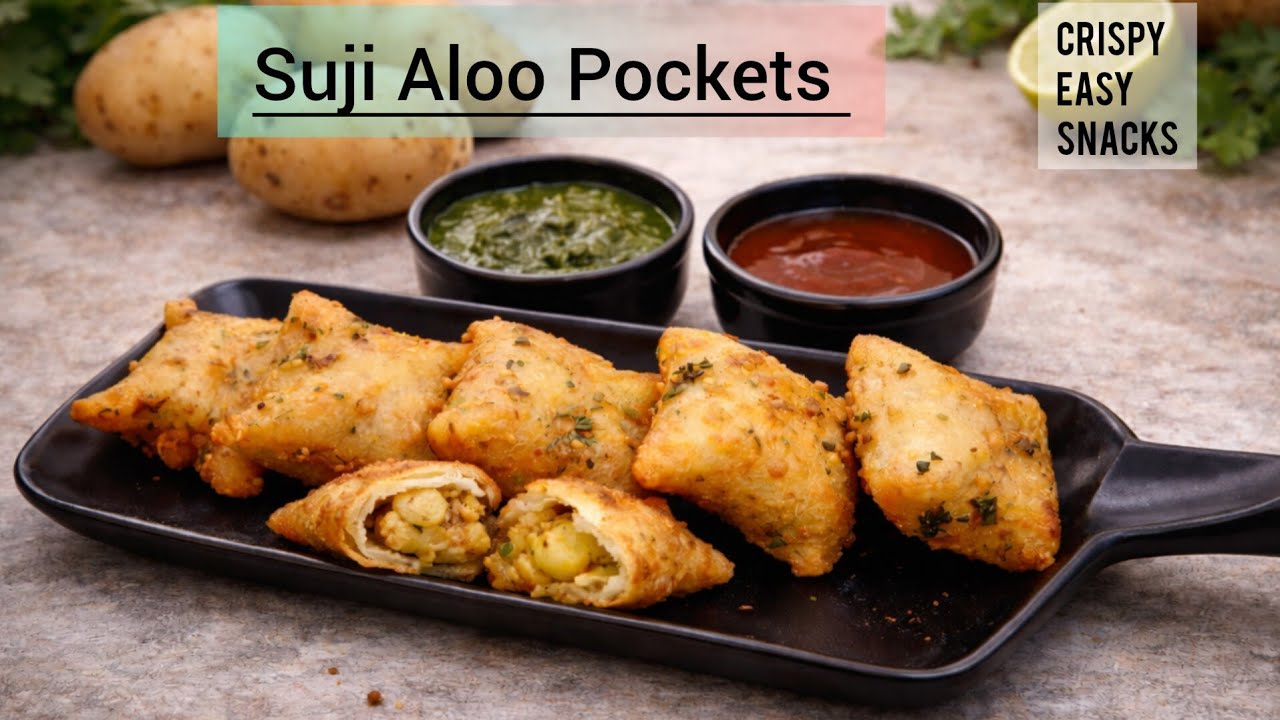 Suji Aloo Pockets | सिर्फ 2 चिज़ो से 15 मिनटो मैं बनाएं | Perfect and crispy snacks 