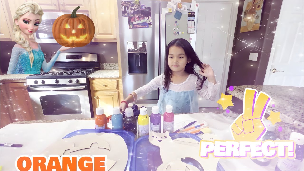 Halloween Crafts with Armine & Adina 🎨👻 | Painting Pumpkins & Cats