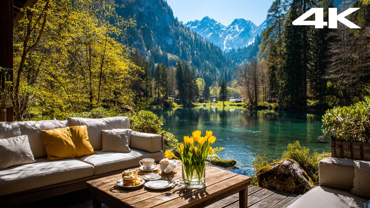 Unwind Morning Ambience with Tranquil Piano 🌿 4K | By the Lakeside for Relaxation & Meditation