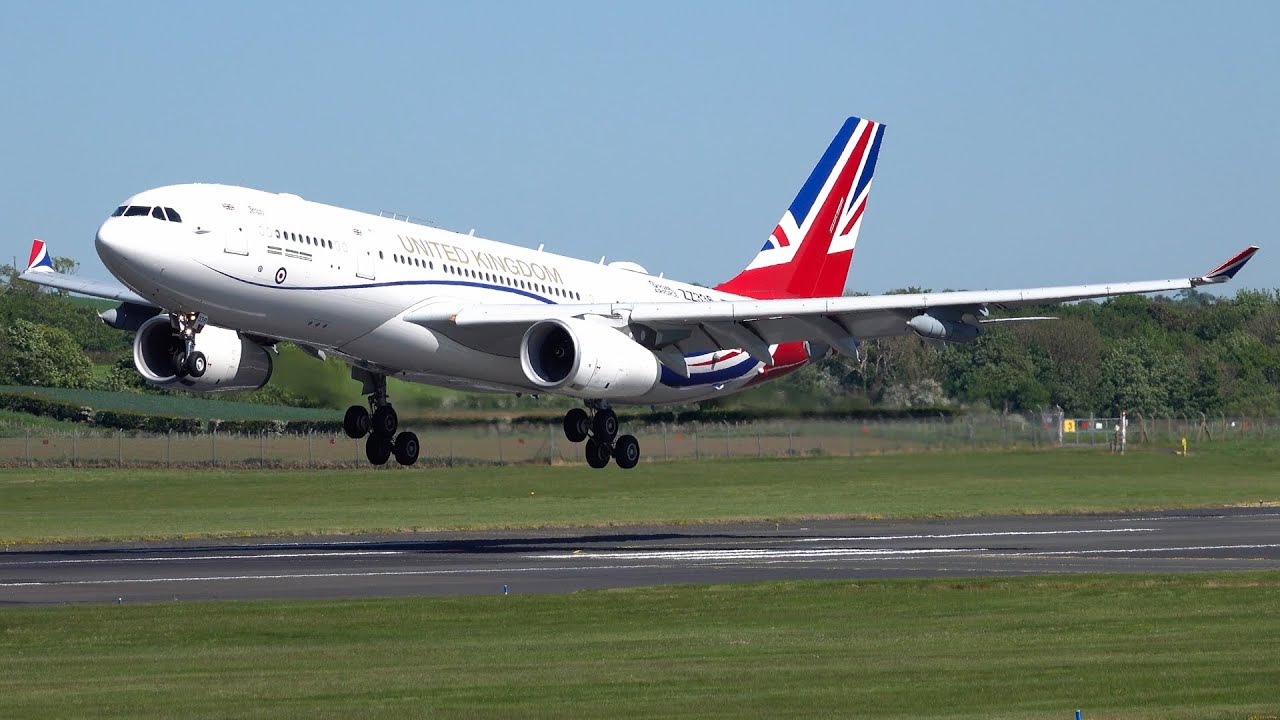 [4K] Government of the United Kingdom RAF A330 Voyager Landing at Prestwick Airport