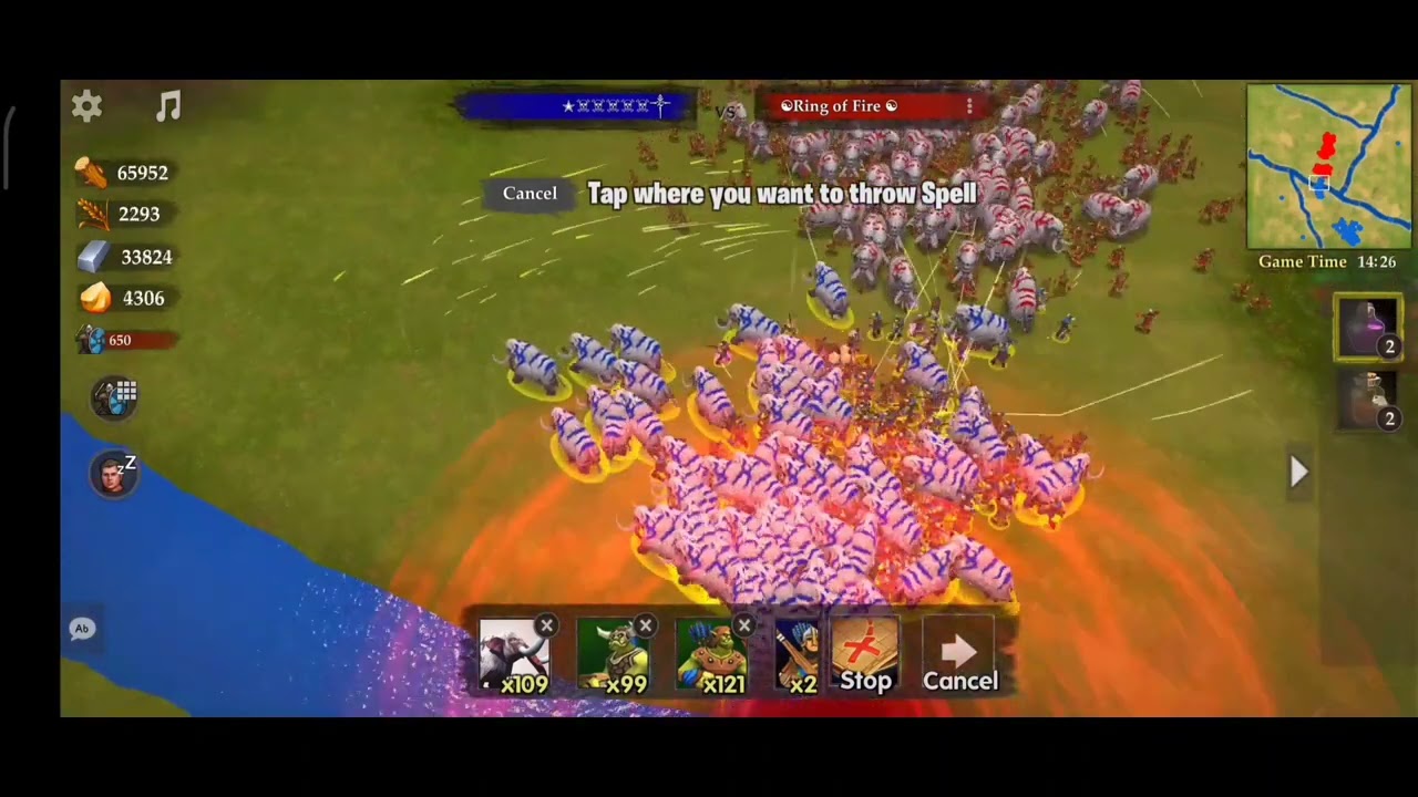 War of kings ✭☠☠☠☠☠༒(sword) vs ring of fire friendly war.1v1 strategy gameplay.