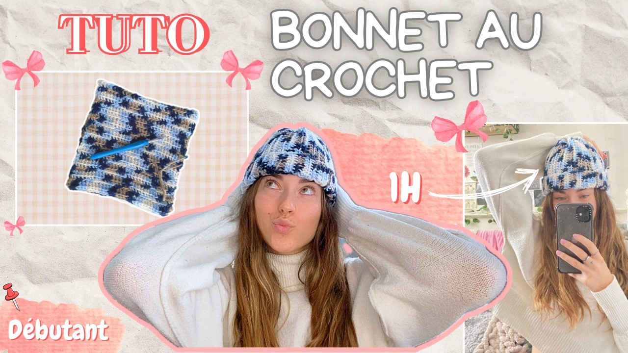 BONNET au crochet – tutoriel COMPLET facile pour débutants ( TROP TENDANCE )