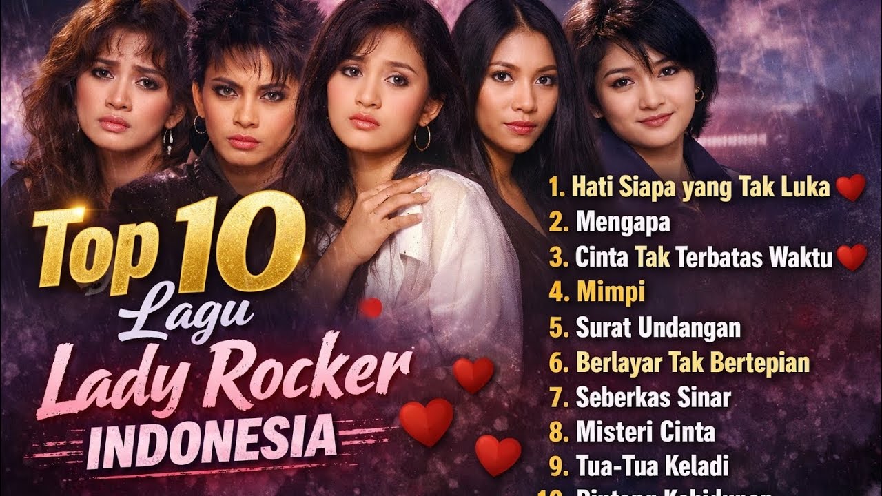 🔥 TOP 10 LADY ROCKER LEGENDARIS INDONESIA | Lagu Rock 90an