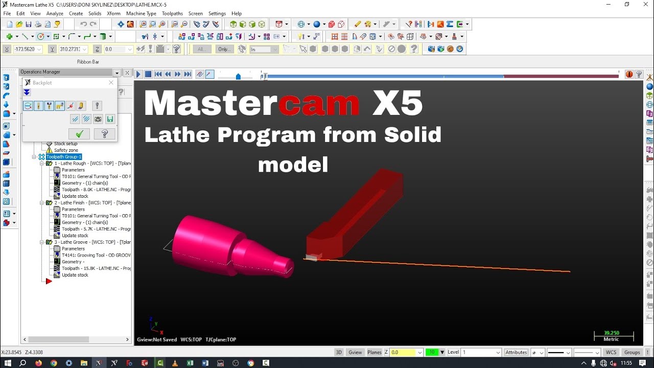 Mastercam X5 - Lathe Program from Solid 3D (.STP)