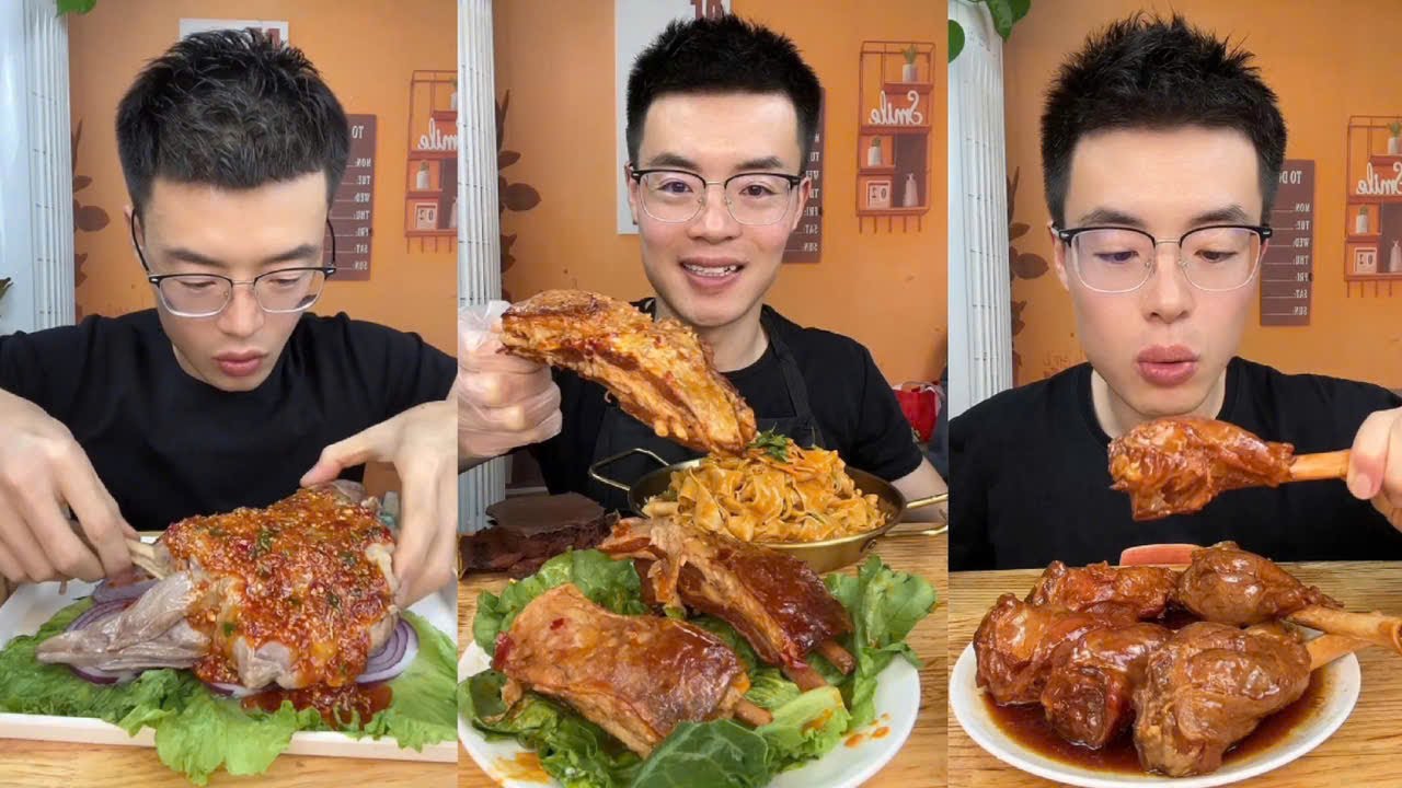Chinese Mukbang Food Eating Show | Eat Braised Lamb Leg, Braised Lamb Ribs, Sesame Noodles