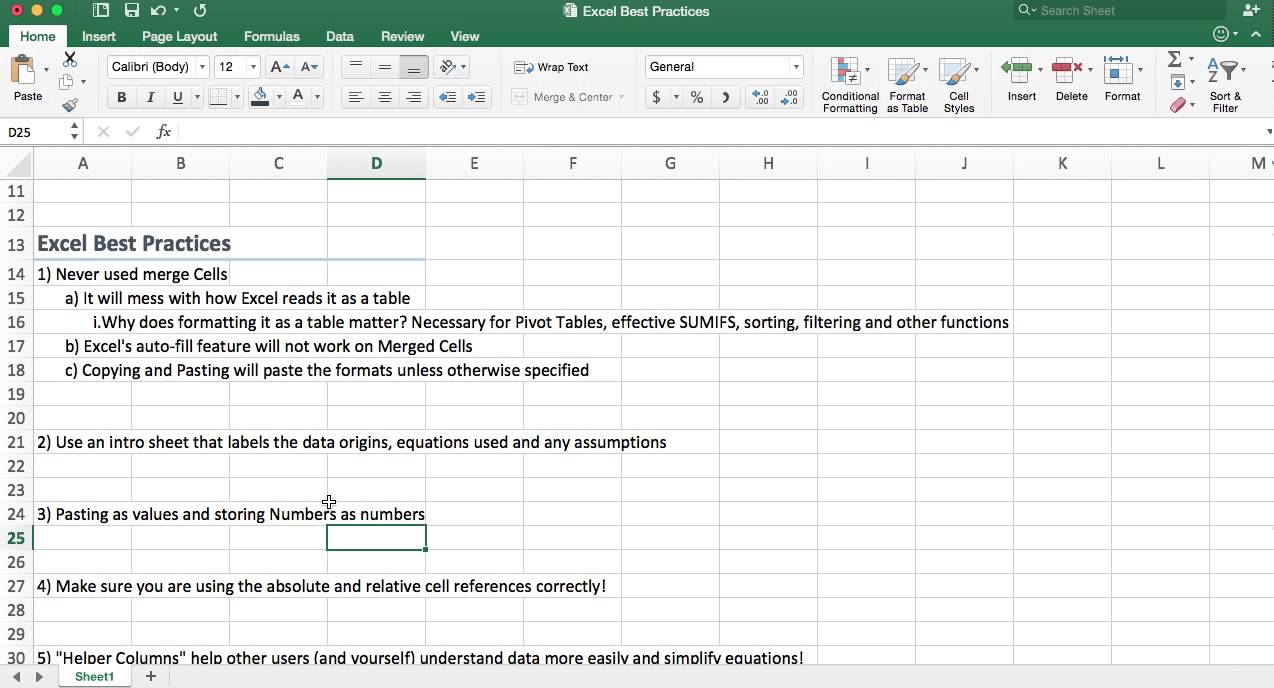 Excel - Best Practices