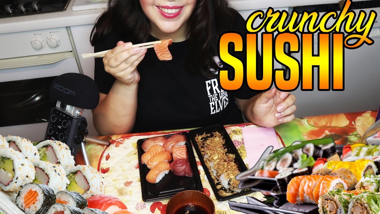 SUSHI MUKBANG ASMR 🍣 // SUSHI Roll, Nigiri, Sashimi *Crunchy Eating Sounds*