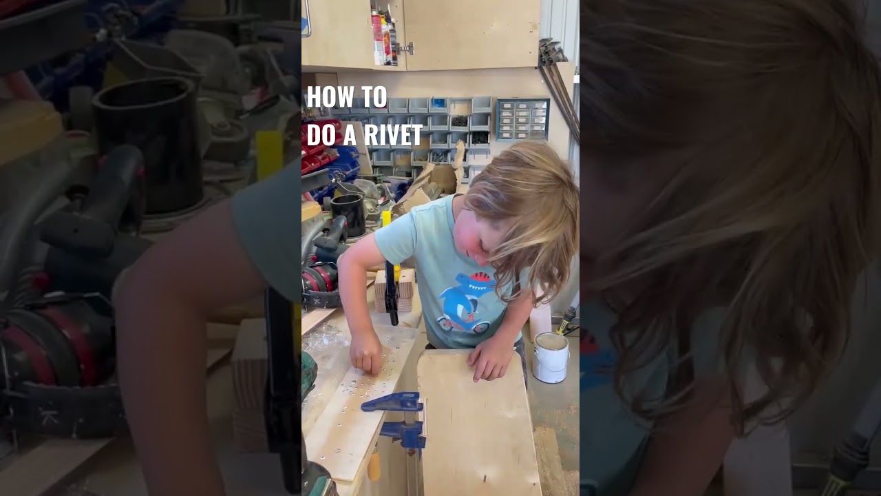 Kids woodworking! How to do a Rivet