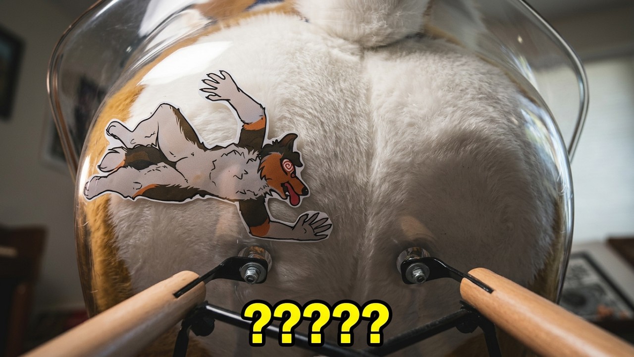 Giantess furry sits on micro furry