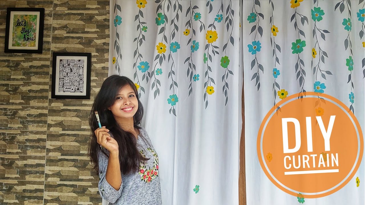 DIY Curtain Idea| Fabric|Home decor| Easy Curtain Painting Idea....