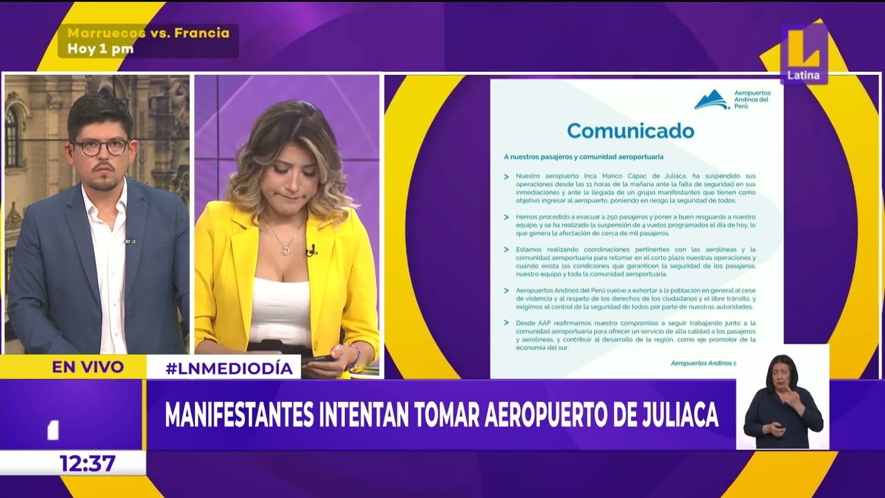 Manifestantes intentan tomar aeropuerto de Juliaca