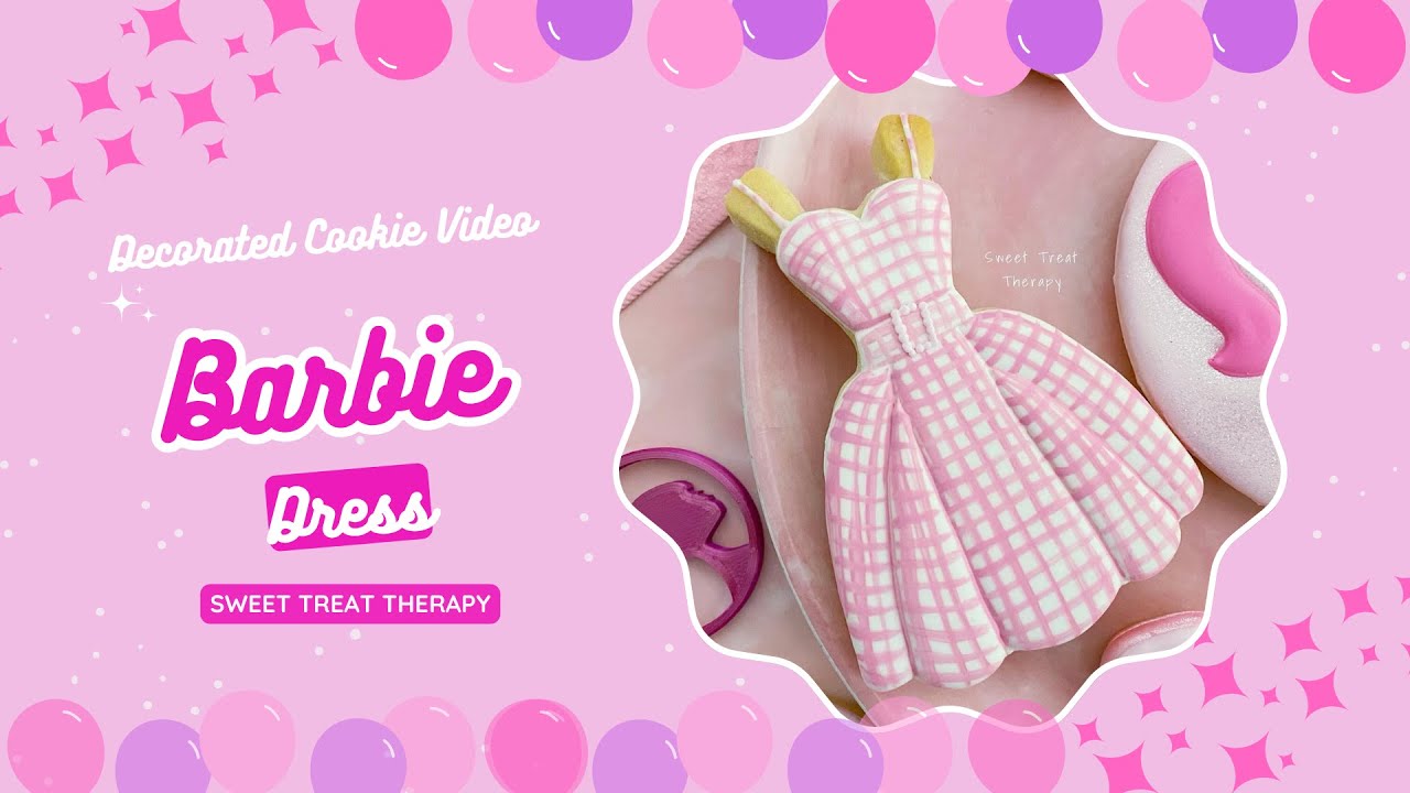 Lets decorate a barbie pink dress cookie! - video tutorial