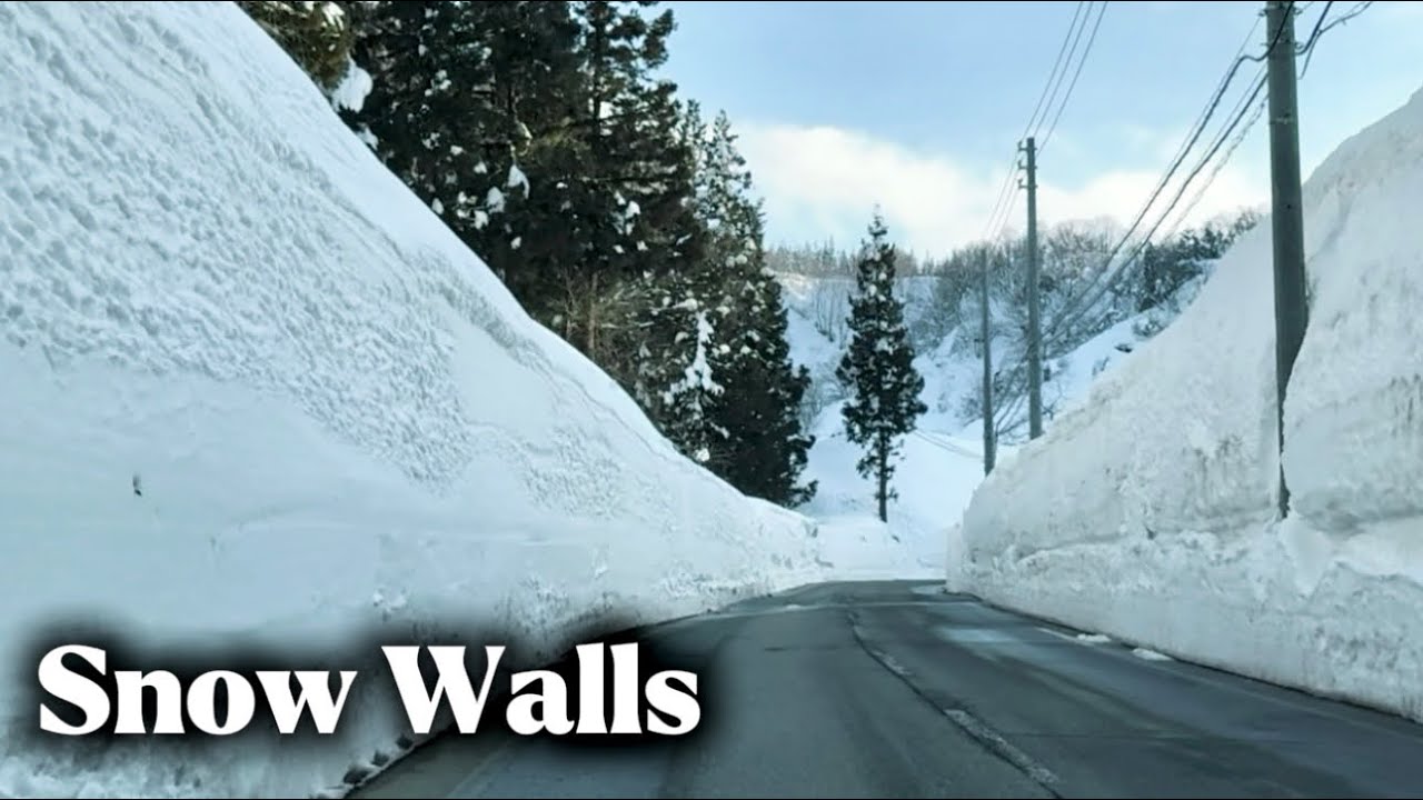 Driving from Tokamachi to Yuzawa | Snow Wall Winter Drive 4K