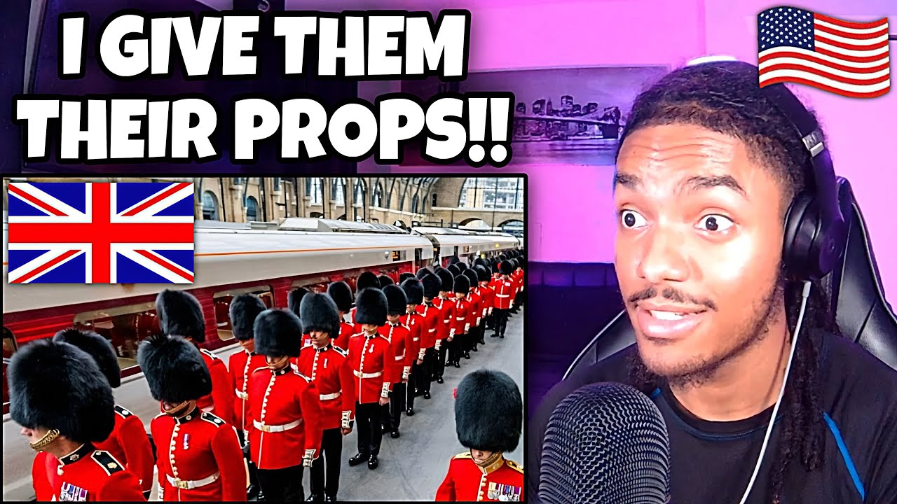 120 British Guardsmen Marching Through King’s Cross Station | AMERICAN REACTION